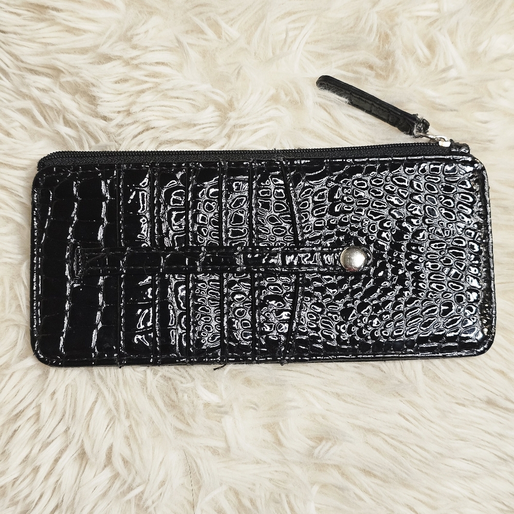 Black Croc-Embossed Wallet/Cardholder-EUC